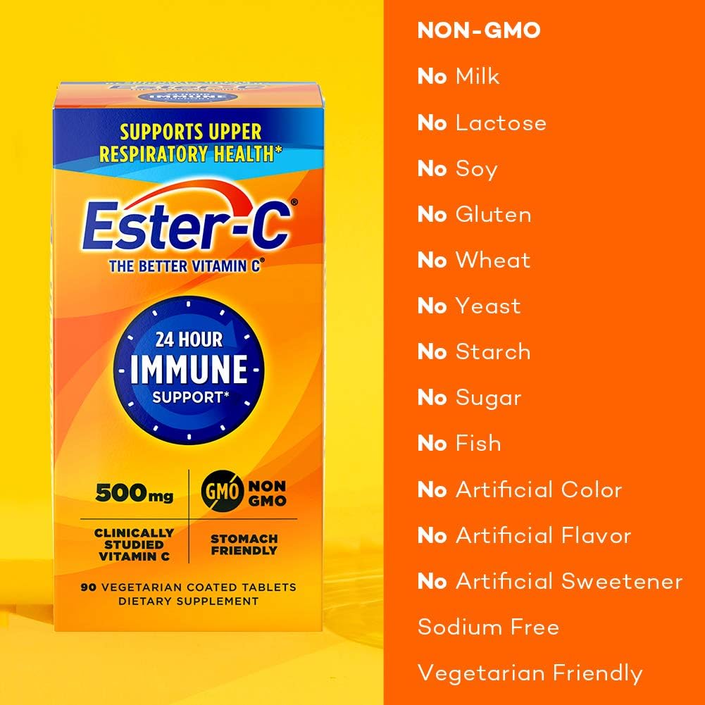 Ester-C 500 Mg 24 Hour Vitamin C Tablets for Immune Support, Vitamin C Supplement, 90 Count