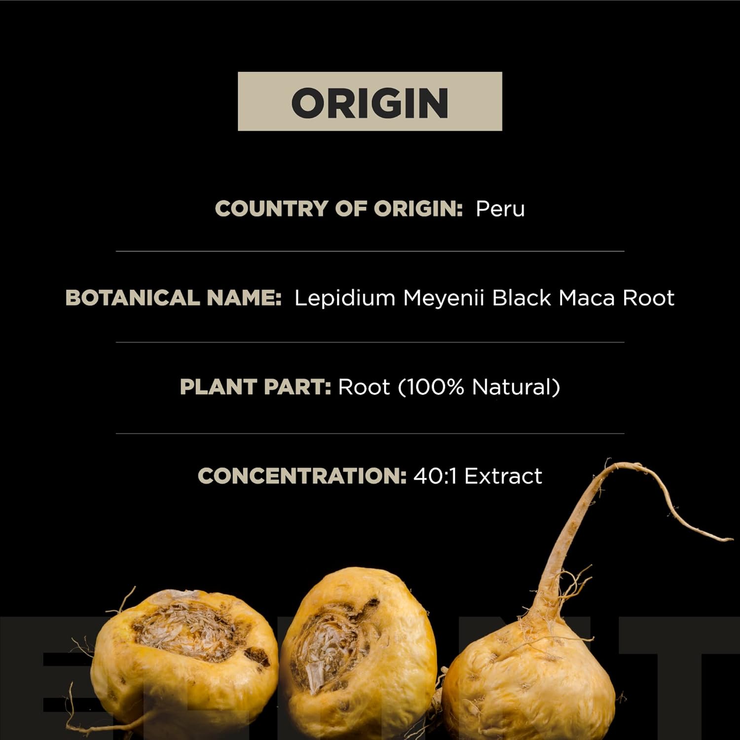 ELMNT  40,000Mg 40X Strength Organic Black Maca Root + Ashwagandha - #1 Highest Potency Black Maca Root Capsules for Men Supplement 100% Pure Maca Peruana 40:1 Extract Maca Powder Pills Male Booster