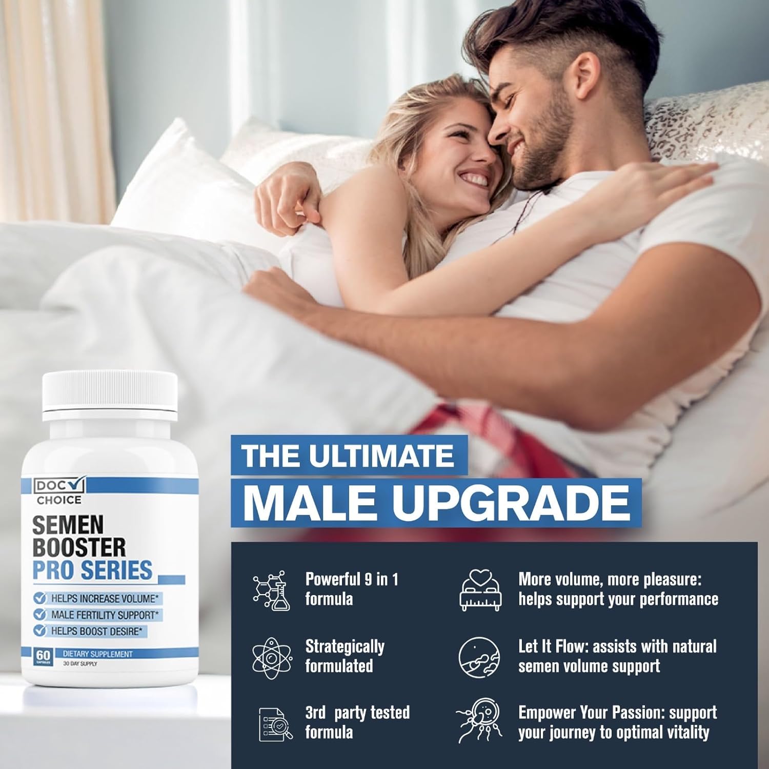 Semen Volume Booster PRO Series for Men - Pills for Men Fast Acting Blood Flow, Enhance Load Size, Healthier Taste & Fertility Support | 3Rd Party Tested Supplement - 60 Pills for Adults