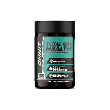 ONNIT Total Gut Health Daily Digestive Support, Complete Digestion Supplement for Women and Men with 7 Strains of Probiotics, Prebiotics, Enzymes and Betaine HCL, 120 Count
