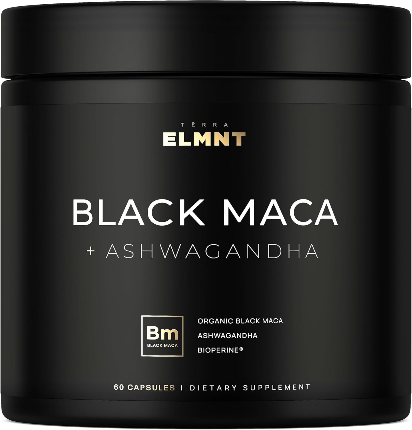 ELMNT  40,000Mg 40X Strength Organic Black Maca Root + Ashwagandha - #1 Highest Potency Black Maca Root Capsules for Men Supplement 100% Pure Maca Peruana 40:1 Extract Maca Powder Pills Male Booster