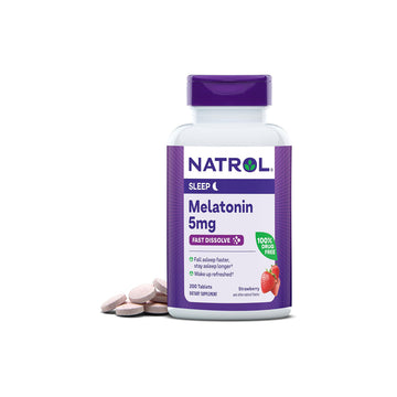 Natrol Melatonin 5Mg Fast Dissolve Tablets, Sleep Support Supplements for Adults, Strawberry Flavor, 200 Tablets, up to 200 Day Supply
