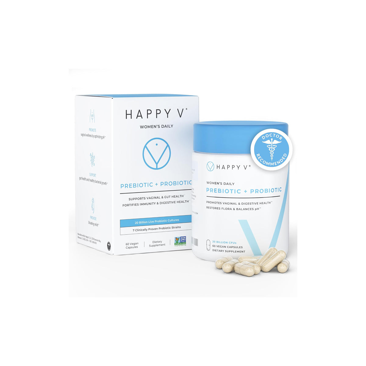 Dr. Formulated Vaginal Probiotics for Women Odor & Itch Support, Urinary & Gut Health, Ph Balance | Womens Daily Probiotic with Patented Prebiotics & Lactobacillus for Feminine Wellness