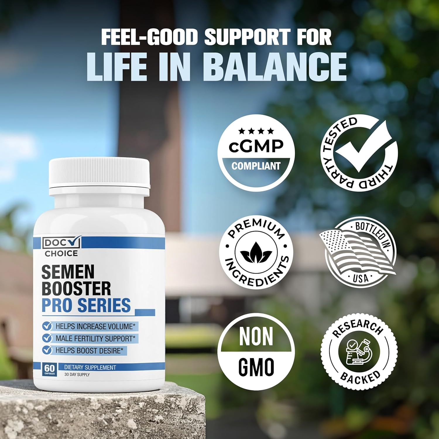 Semen Volume Booster PRO Series for Men - Pills for Men Fast Acting Blood Flow, Enhance Load Size, Healthier Taste & Fertility Support | 3Rd Party Tested Supplement - 60 Pills for Adults