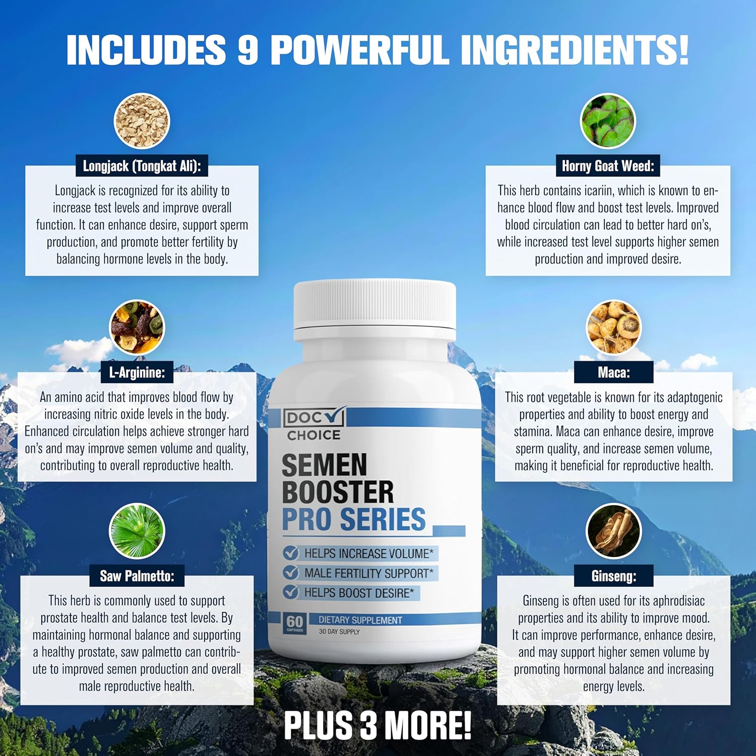 Semen Volume Booster PRO Series for Men - Pills for Men Fast Acting Blood Flow, Enhance Load Size, Healthier Taste & Fertility Support | 3Rd Party Tested Supplement - 60 Pills for Adults