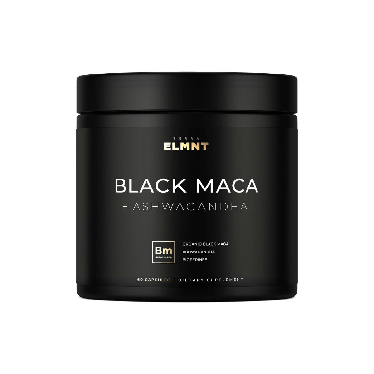 ELMNT  40,000Mg 40X Strength Organic Black Maca Root + Ashwagandha - #1 Highest Potency Black Maca Root Capsules for Men Supplement 100% Pure Maca Peruana 40:1 Extract Maca Powder Pills Male Booster