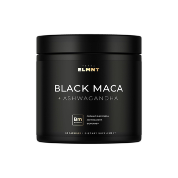 ELMNT  40,000Mg 40X Strength Organic Black Maca Root + Ashwagandha - #1 Highest Potency Black Maca Root Capsules for Men Supplement 100% Pure Maca Peruana 40:1 Extract Maca Powder Pills Male Booster