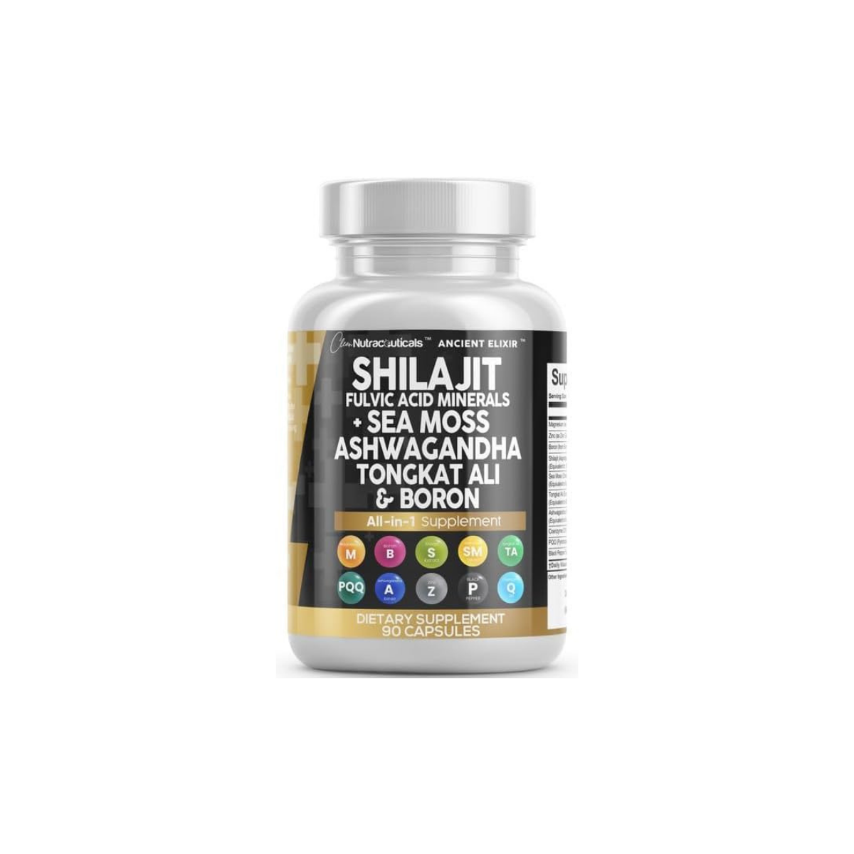 Shilajit Complex with Sea Moss, Tongkat Ali & Ashwagandha | Fulvic Acid & Mineral Blend | 90 Capsules