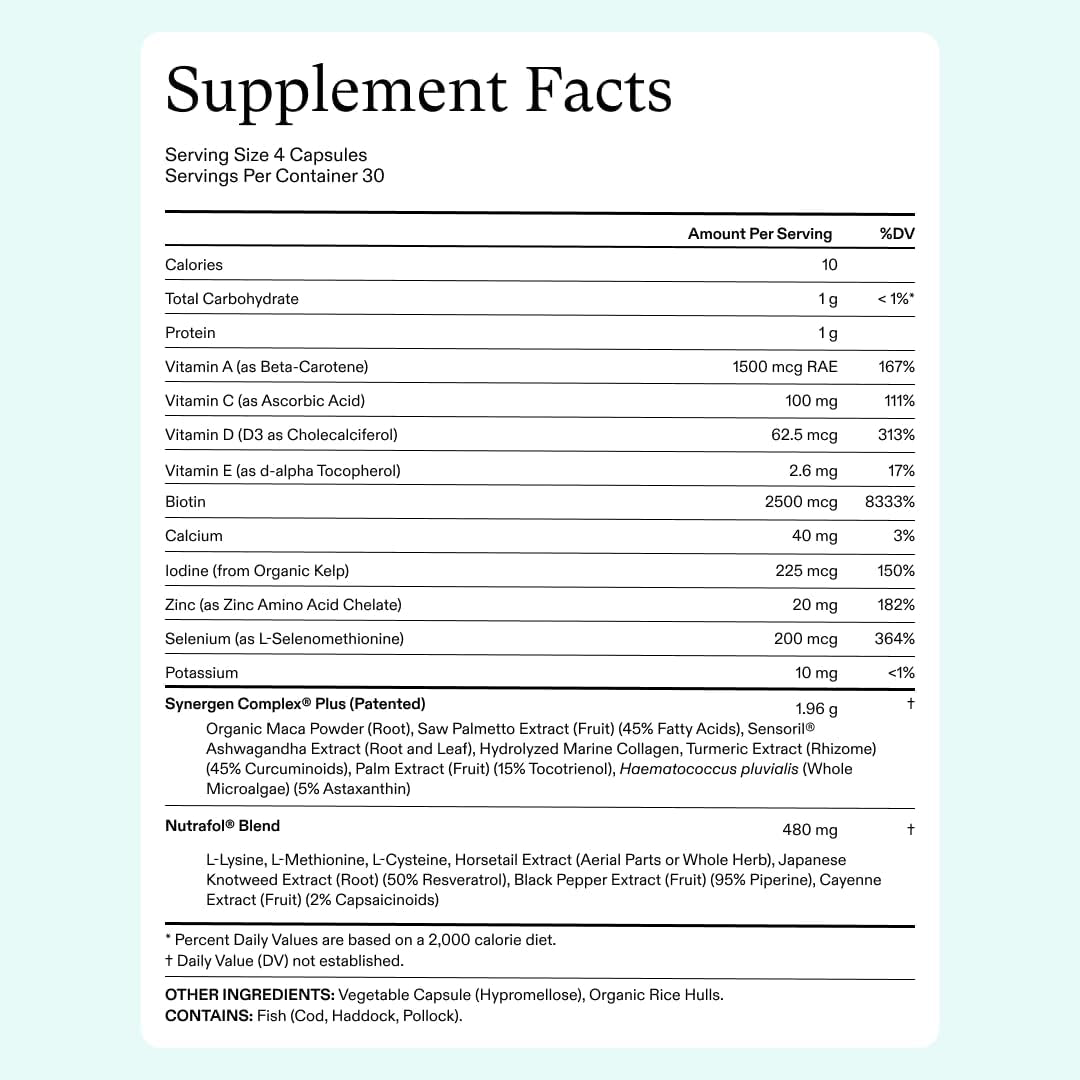 Nutrafol  Women'S Balance Hair Growth Supplements, Ages 45 and Up, Clinically Proven for Visibly Thicker Hair and Scalp Coverage in 3-6 Months, Dermatologist Recommended - 1 Month Supply Refill Pouch