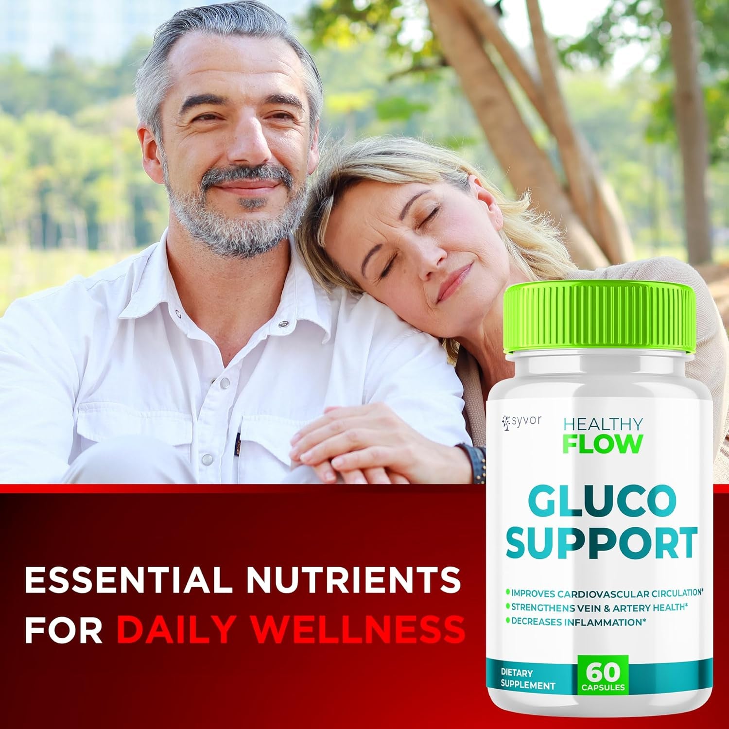 Healthy Flow Capsules - Healthy Flow Gluco Support Supplement Pills - All Natural Healthyflow Glyco Optimizer Vitamin Maximum Strength Glycogen Support to Health and Wellness Once Daily (60 Capsules)