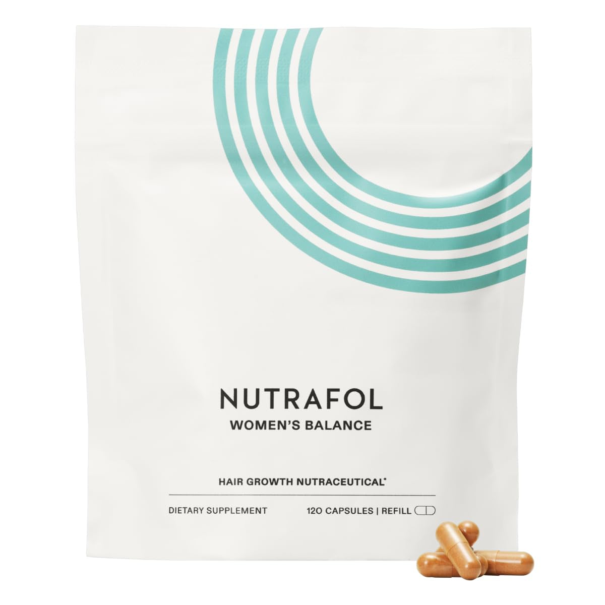 Nutrafol  Women'S Balance Hair Growth Supplements, Ages 45 and Up, Clinically Proven for Visibly Thicker Hair and Scalp Coverage in 3-6 Months, Dermatologist Recommended - 1 Month Supply Refill Pouch
