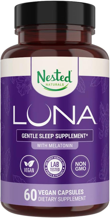 Luna Sleep Aid - Non-Habit Forming Natural Sleeping Pills for Adults with Naturally Sourced Ingredients - Valerian Root, Melatonin, Chamomile, Lemon Balm, and More - 60 Vegan Capsules