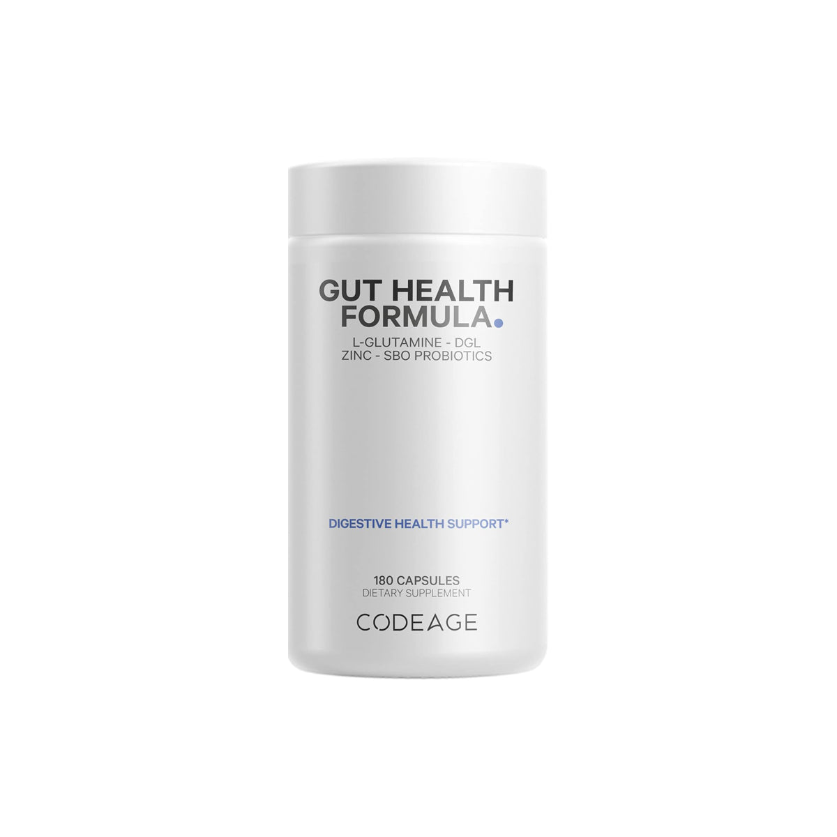 Codeage Gut Health Supplements Vegan Formula - L Glutamine, Zinc, Turkey Tail Mushroom Powder, Tonic Mushroom, Maitake, Micro Algae, Mineral, Licorice Root DGL - Probiotics, Prebiotics - 180 Capsules