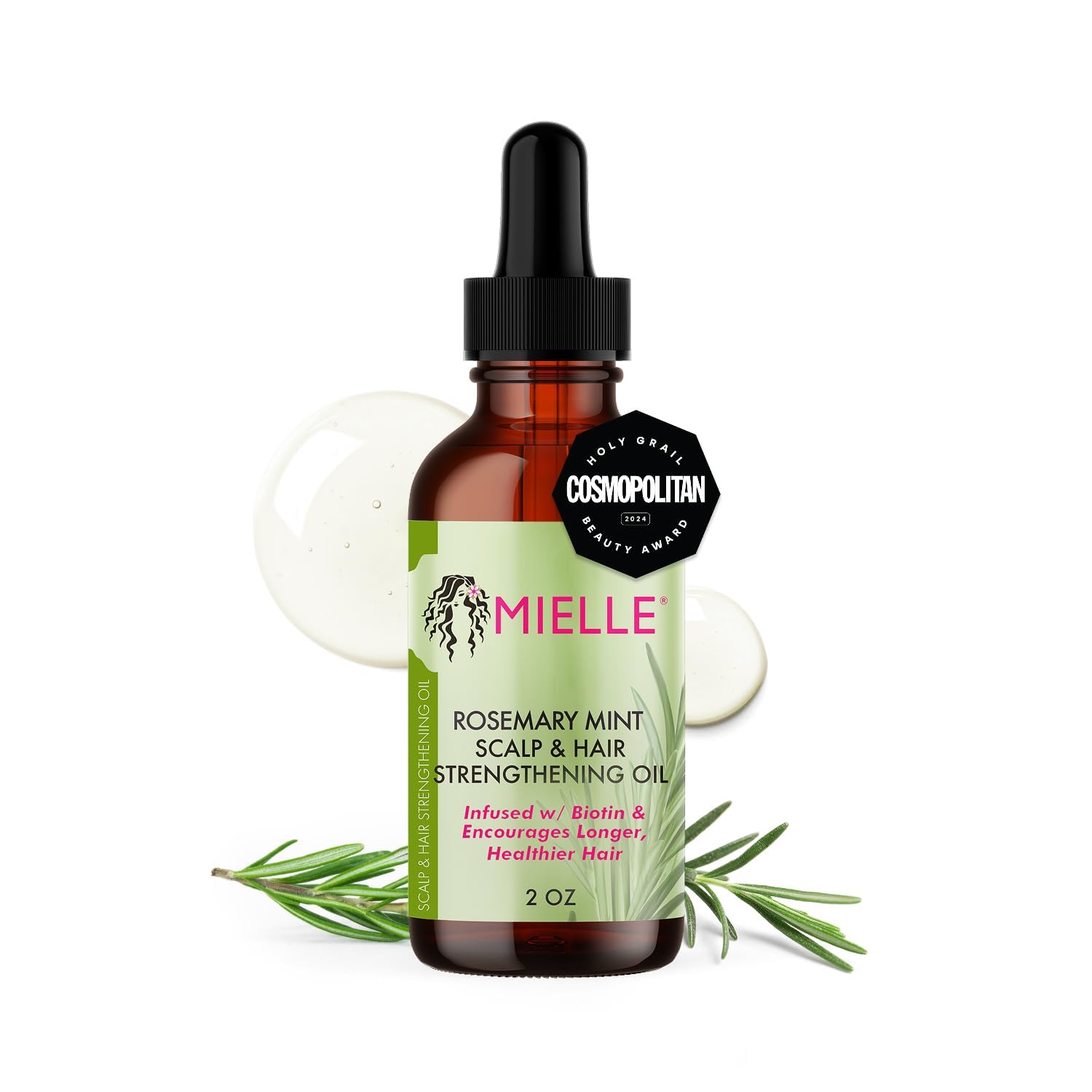 Mielle Rosemary Mint Scalp & Hair Strengthening Oil for All Hair Types (2 Fl Oz)