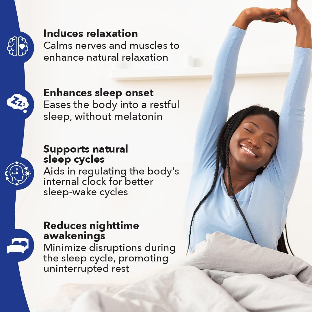 Rest-Zzz Melatonin Free - Sleep Support Supplement - Calms Nervous System - Eases Restlessness & Nerve-Related Sleeplessness - Magnesium GABA & Chamomile - 60 Capsules