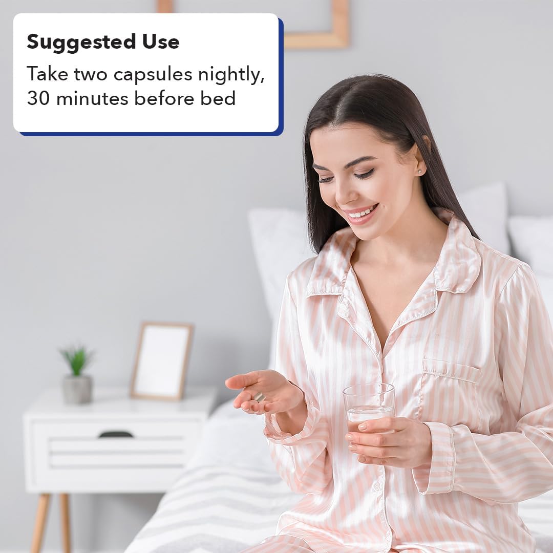 Rest-Zzz Melatonin Free - Sleep Support Supplement - Calms Nervous System - Eases Restlessness & Nerve-Related Sleeplessness - Magnesium GABA & Chamomile - 60 Capsules