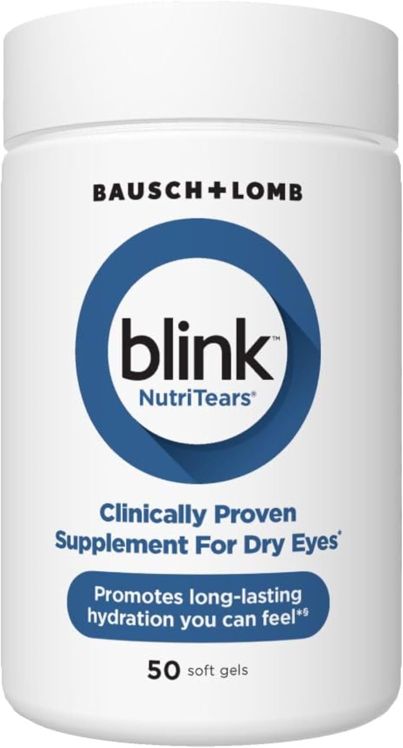 Nutritears Clinically Proven Supplement for Dry Eyes, Eye Care with Lutein & Zeaxanthin and Vitamin D to Hydrate Eyes from within for Long-Lasting Relief, 50 Softgels