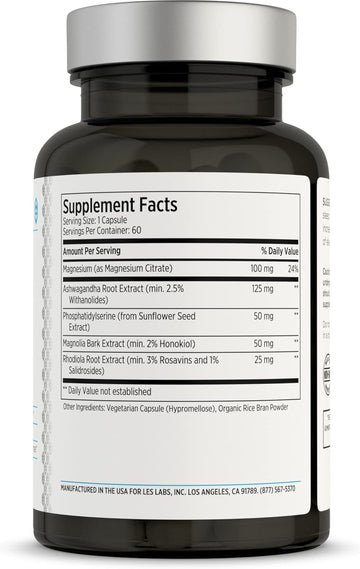 Cortisol Health – Stress Relief, Balanced Cortisol Response, Relaxation & Deep Sleep – Phosphatidylserine, Magnesium, Magnolia Bark, Rhodiola Rosea & Ashwagandha – Non-Gmo – 60 Capsules