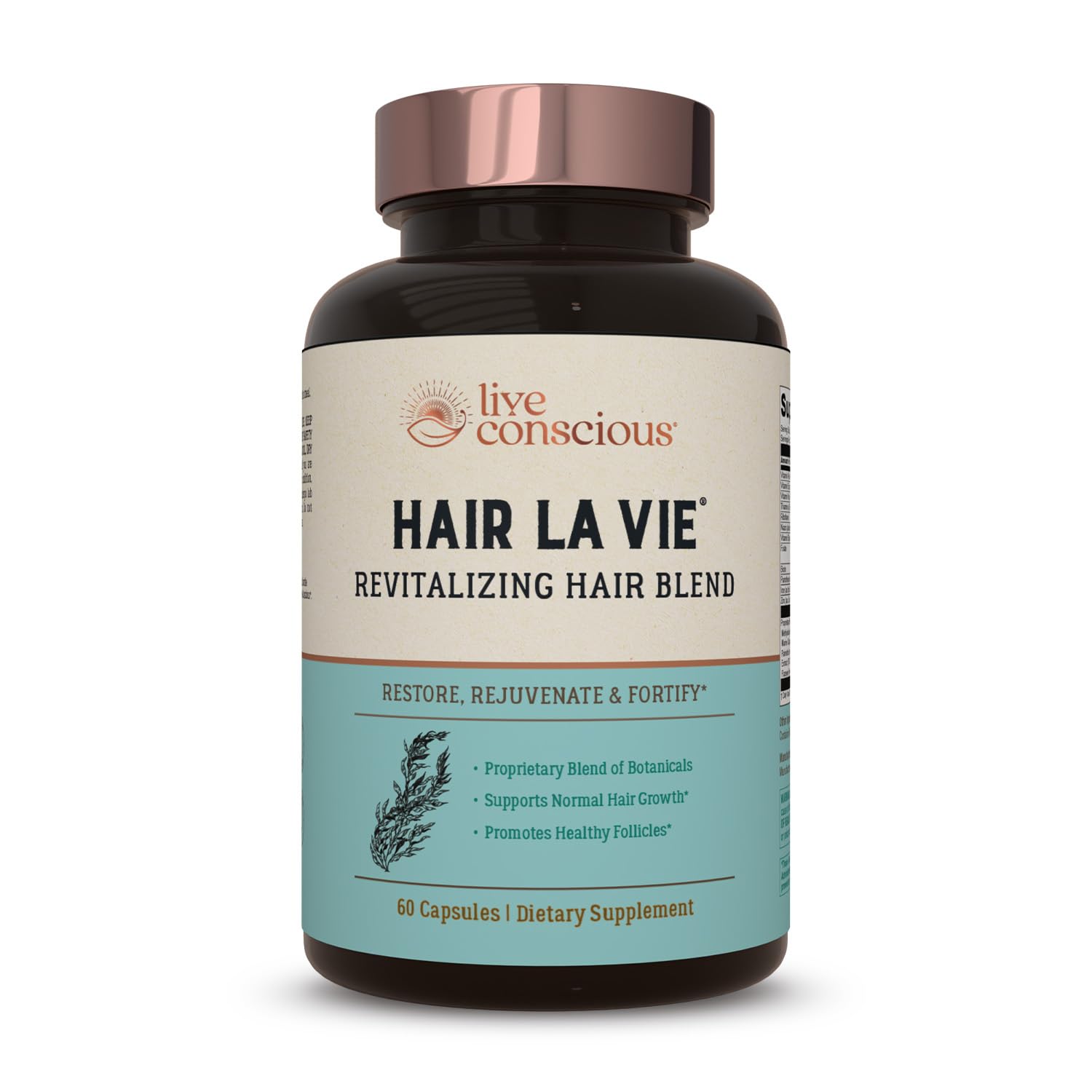 Live Conscious Revitalizing Blend Hair Growth Vitamins for Women to Support Health of Hair - Supplements W/Biotin, Collagen & Saw Palmetto for Thick, Full Hair - 60 Caps