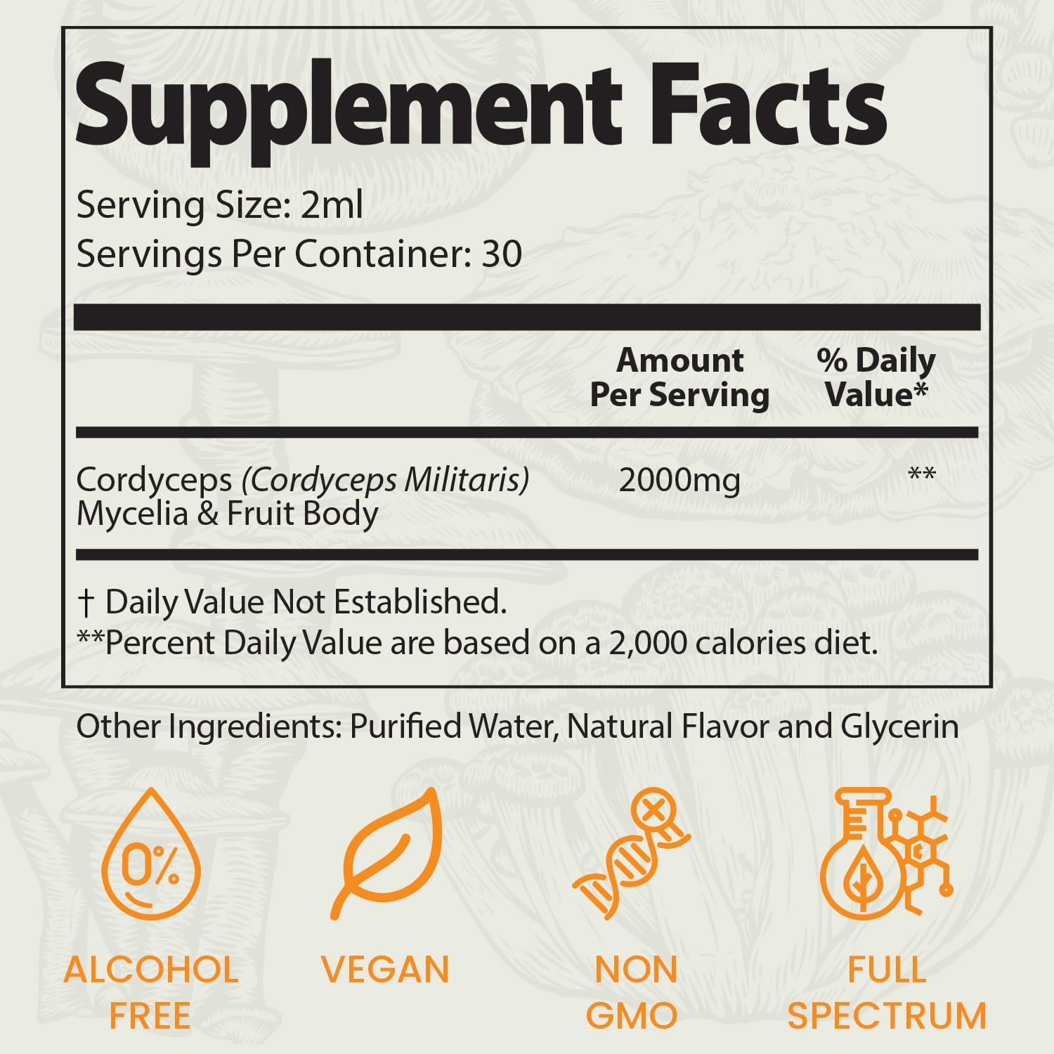 Auri  Super Mushroom Cordyceps Elixir for Stamina, Natural Energy, Youthfulness and Longevity with Full Spectrum Support - Cordyceps Tincture 60 Ml