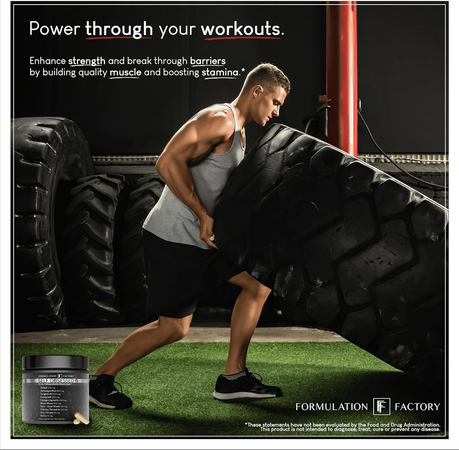 Formulation Factory Self Obsessed 10 in 1 Masculinity Maximizer Supplement, Shilajit for Men, Tongkat Ali, Ashwaganda, Fenugreek Muscle Growth, Energy, Drive, Strength, Recovery 2 Month (Pack of 1)