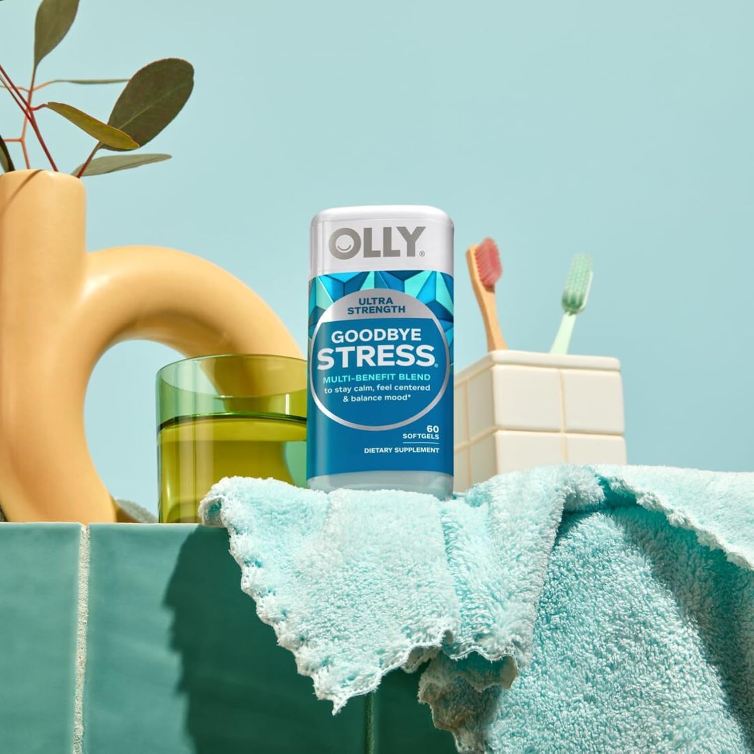 Ultra Strength Goodbye Stress Softgels, GABA, Ashwagandha, L-Theanine and Lemon Balm, Stress Relief Supplement - 60 Count