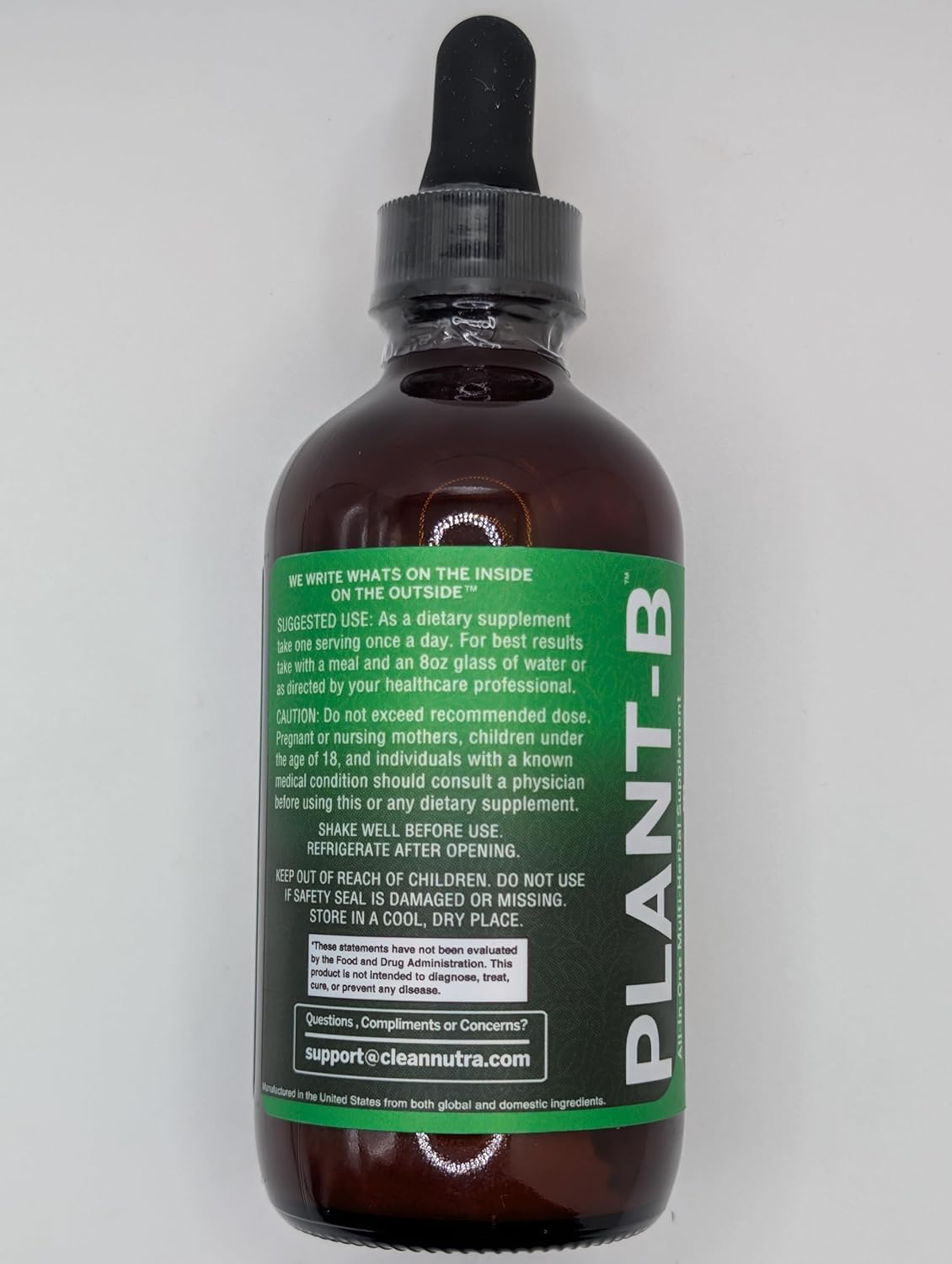 Clean Nutraceuticals  Vitamin B Complex Liquid Drops | Thiamine B1, B6, B2, B3, B4, B5, B7 B9, B12, Niacinamide, Paba, Choline Inositol Taurine Probiotics Beet Root Spirulina - Plant-B Vitamin Supplements by Clean Nutra
