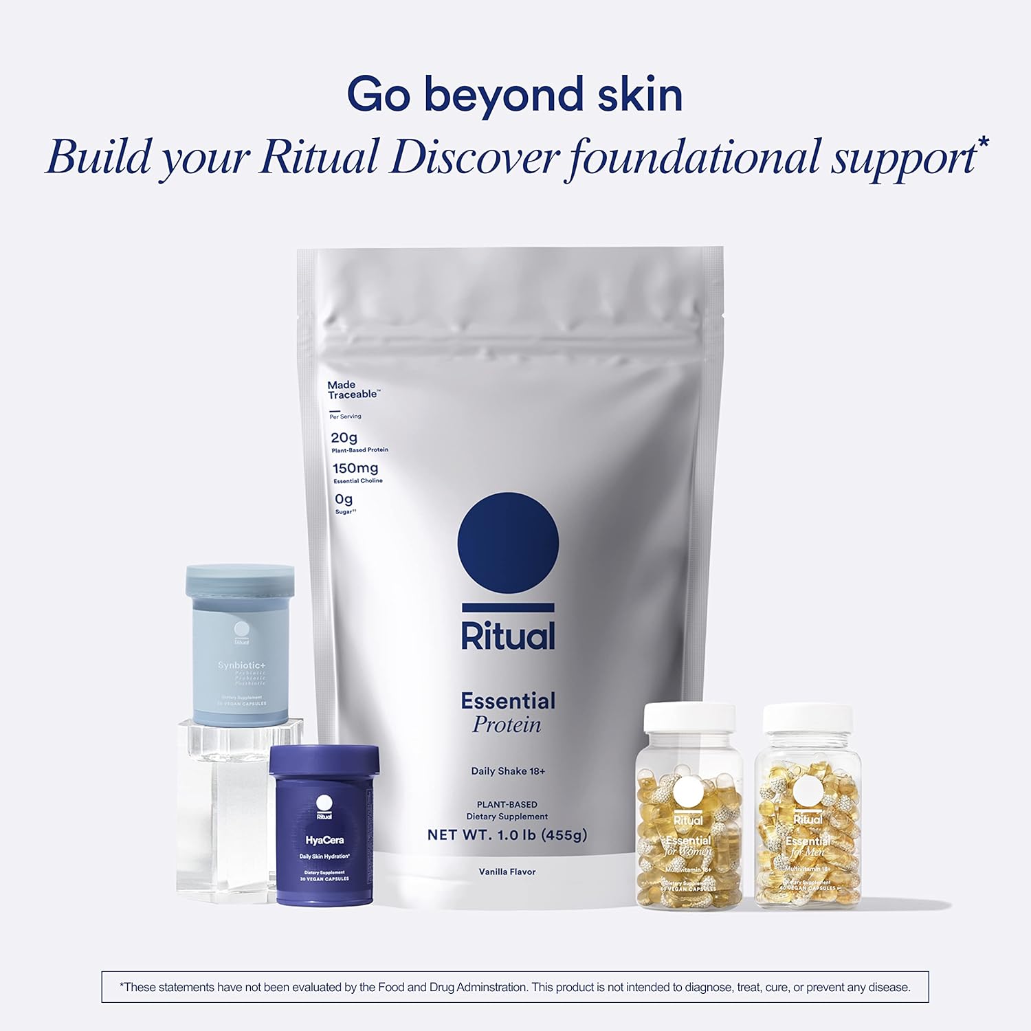 Ritual  Hyacera Skin Supplement for Wrinkle Support, with Hyabest® and Ceratiq® for Skin Hydration Support, Hyaluronic Acid, Glycolipids, Ceramides, Gluten Free, Non GMO, Vanilla Essence, 30 Day Supply