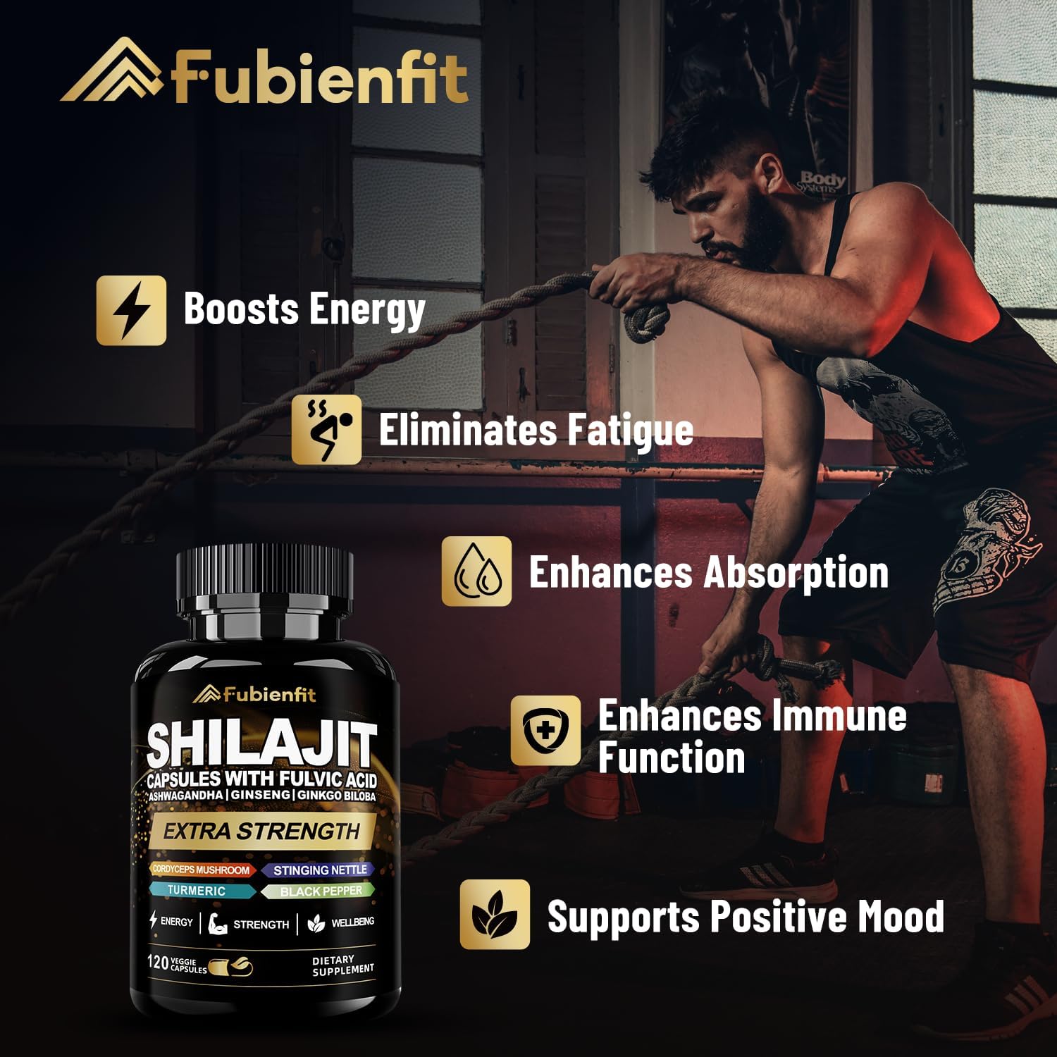 Shilajit Capsules - Premium Shilajit for Men - with Ashwagandha Ginseng and More Fulvic Acid for Men/Women - 120 Capsules