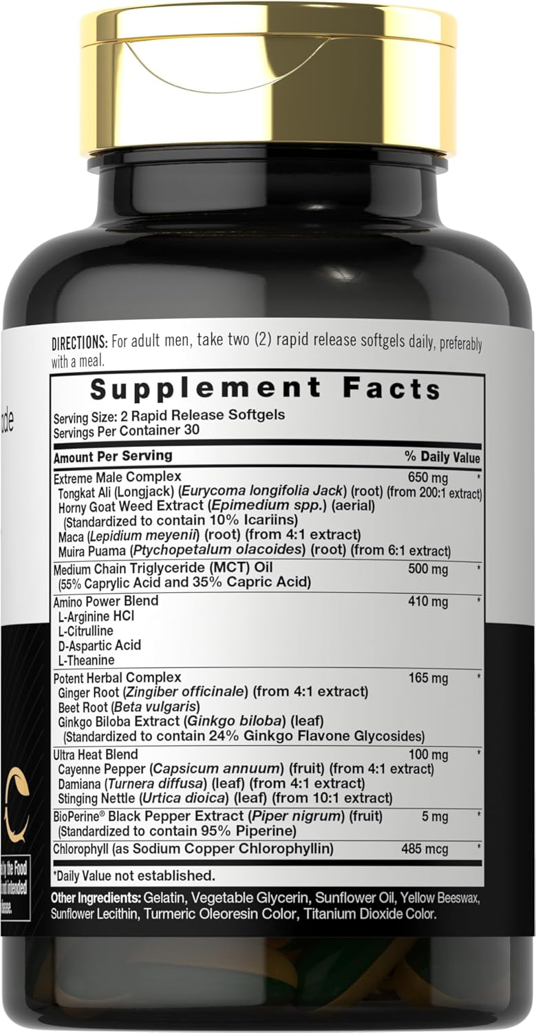 Carlyle  Ultra Libido Supplement for Men | 60 Softgel Capsules | Extreme Male Formula | Non-Gmo & Gluten Free