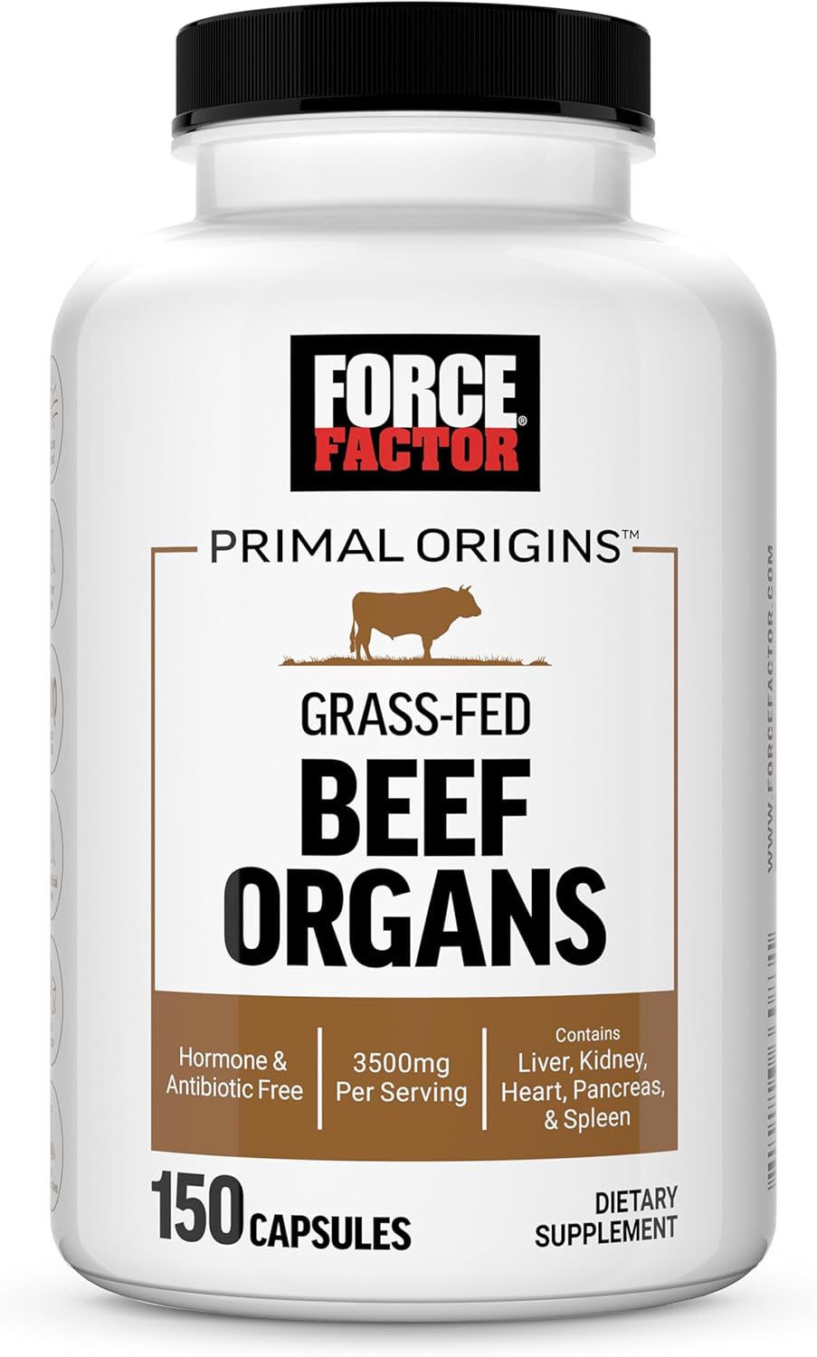 Primal Origins Beef Organ Supplement Made with Pasture-Raised, Grass Fed & Including Beef Liver, Kidney, Heart, Pancreas, & Spleen, Hormone Free, Non-Gmo, 150 Capsules