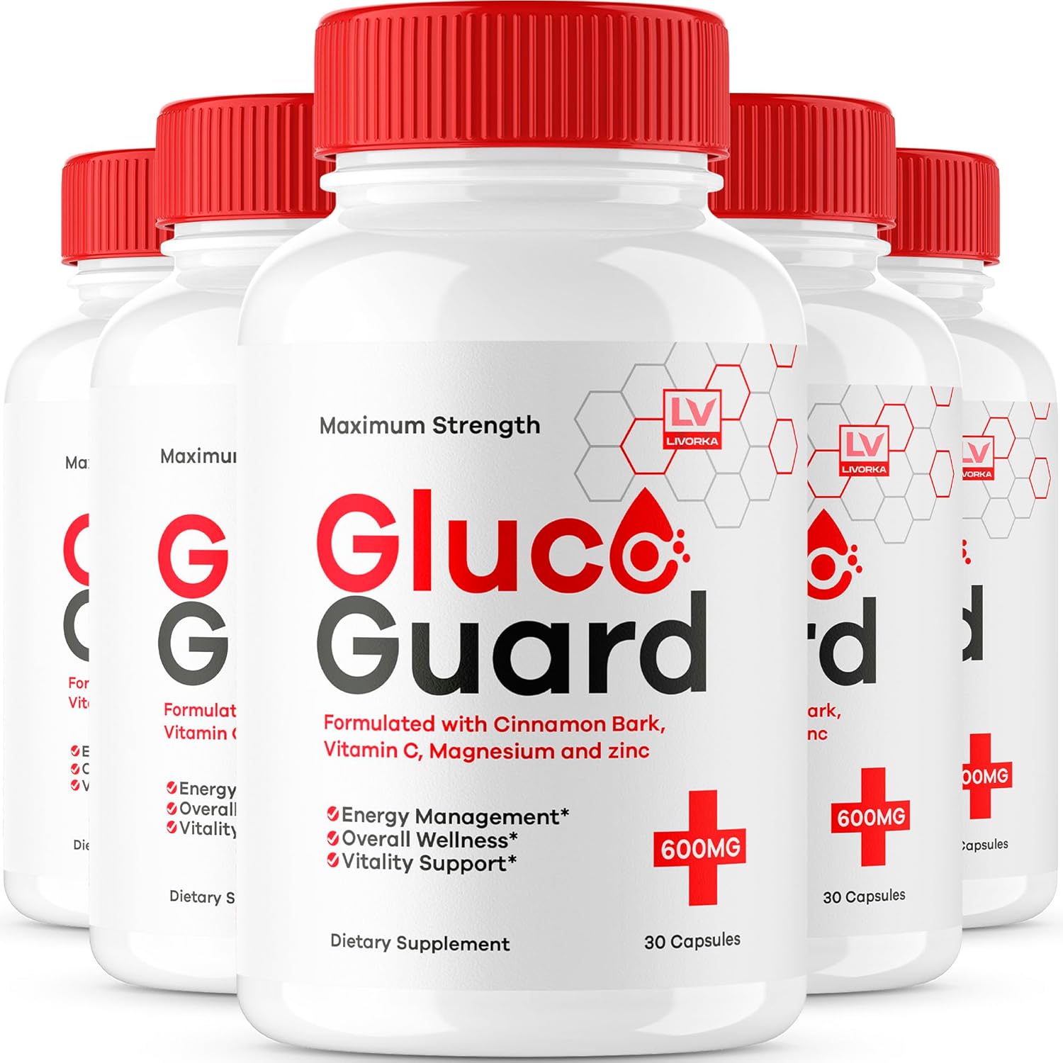 Gluco Guard Blood Support, Gluco Guard, Glucoguard Blood Support, Glucoguard Capsules, Glucoguard Natural Support Formula, Gluco Guard Supplement Premium Pills,150 Capsules for 5 Months -  5 Pack