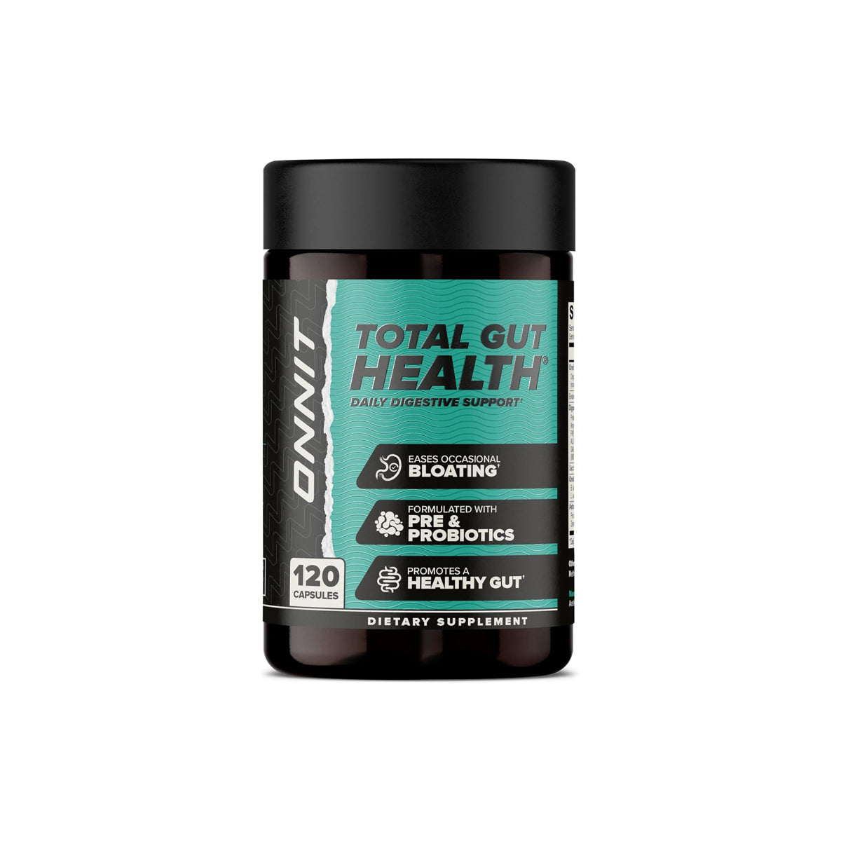 ONNIT Total Gut Health Daily Digestive Support, Complete Digestion Supplement for Women and Men with 7 Strains of Probiotics, Prebiotics, Enzymes and Betaine HCL, 120 Count