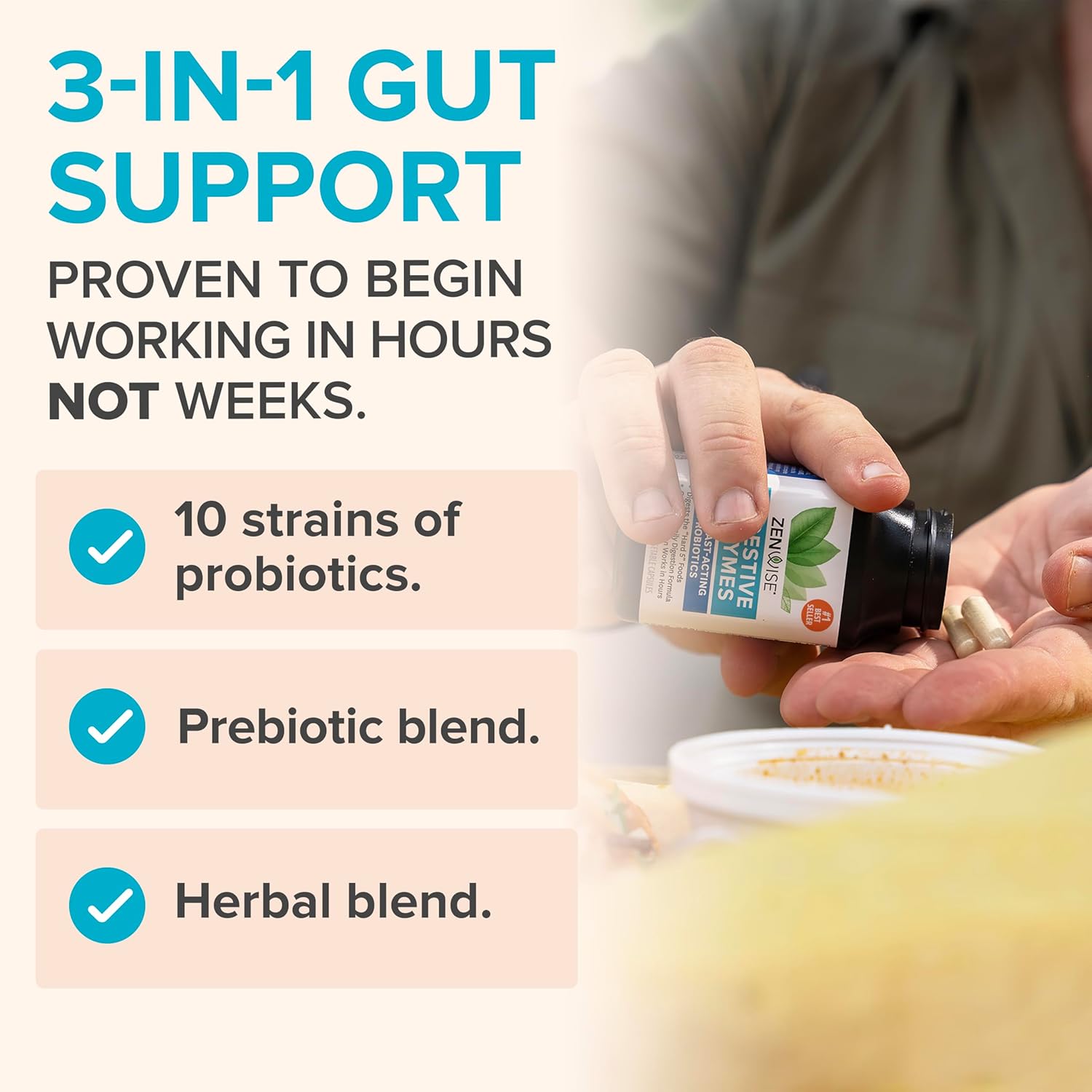 Zenwise  Digestive Enzymes and Bromelain for Gut Health - Probiotic Multi Enzymes with Prebiotics and Probiotics for Women and Men for Digestive Health and Bloating Relief for Digestion - 180 CT