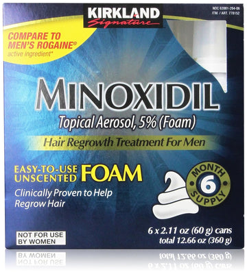 Signature Hair Regrowth Treatment Minoxidil Foam for Men, 2.11 Oz, 6 Count (6 Month Supply)