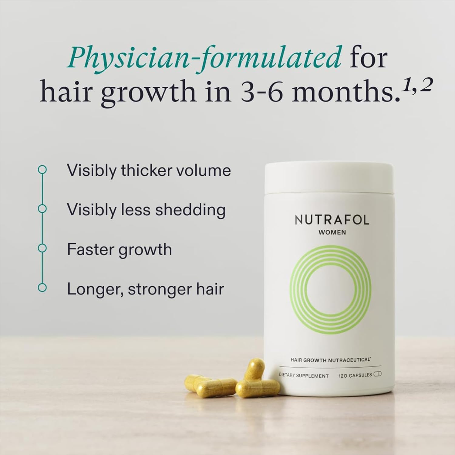 Nutrafol Women'S Hair Growth Supplements, Ages 18-44, Clinically Proven for Visibly Thicker and Stronger Hair, Dairy-Free, Soy-Free, Dermatologist Recommended - 1 Month Supply