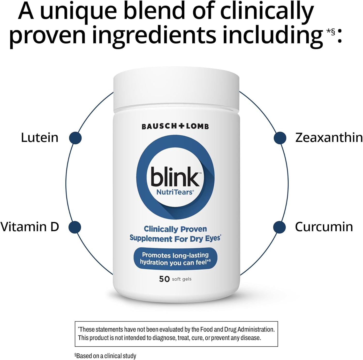 Nutritears Clinically Proven Supplement for Dry Eyes, Eye Care with Lutein & Zeaxanthin and Vitamin D to Hydrate Eyes from within for Long-Lasting Relief, 50 Softgels