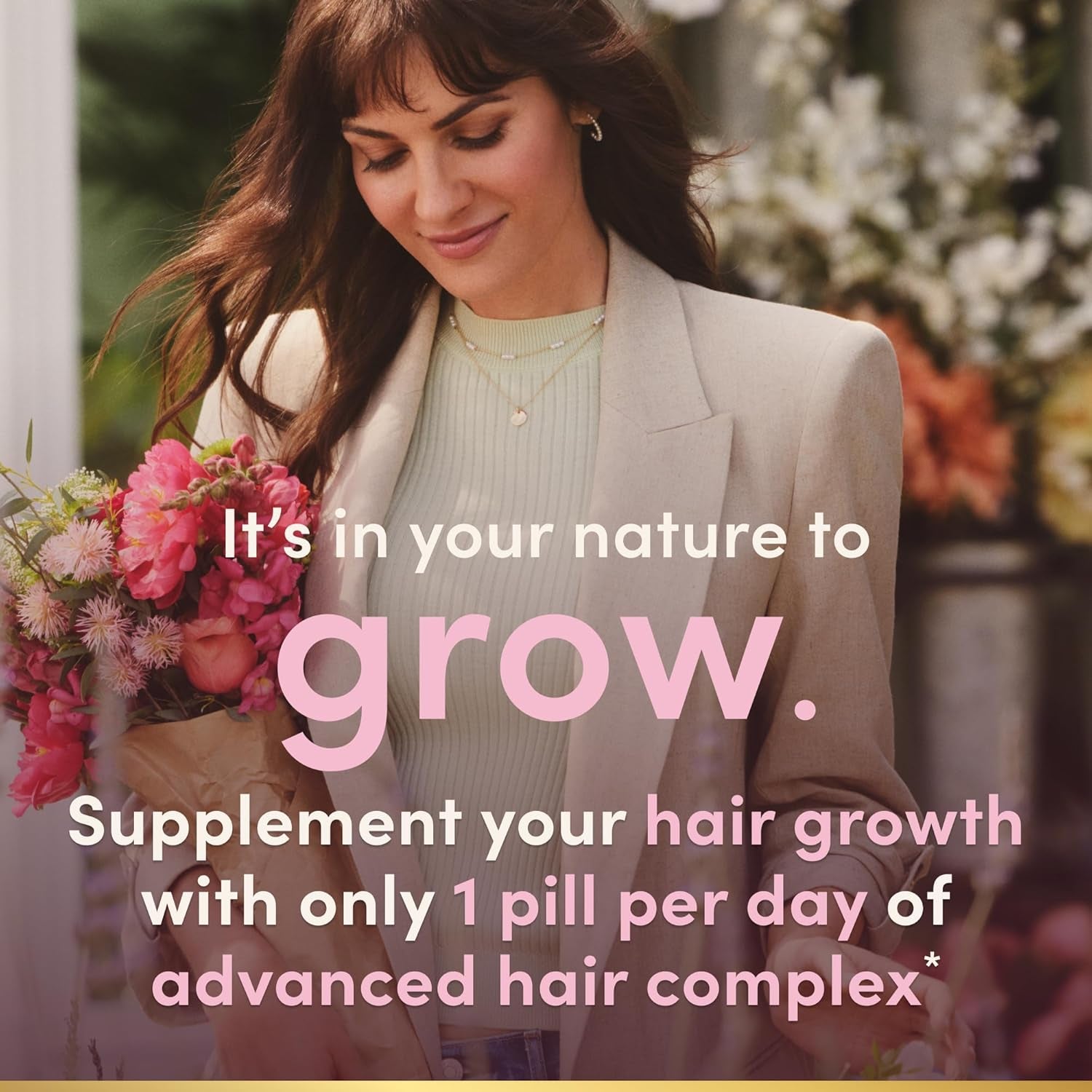Nature's Bounty Optimal Solutions Hair Growth Supplement with Biotin, Hair Growth Vitamins with Biotin Silicon & Arginine, 1 per Day, 30 Capsules, One Month Supply