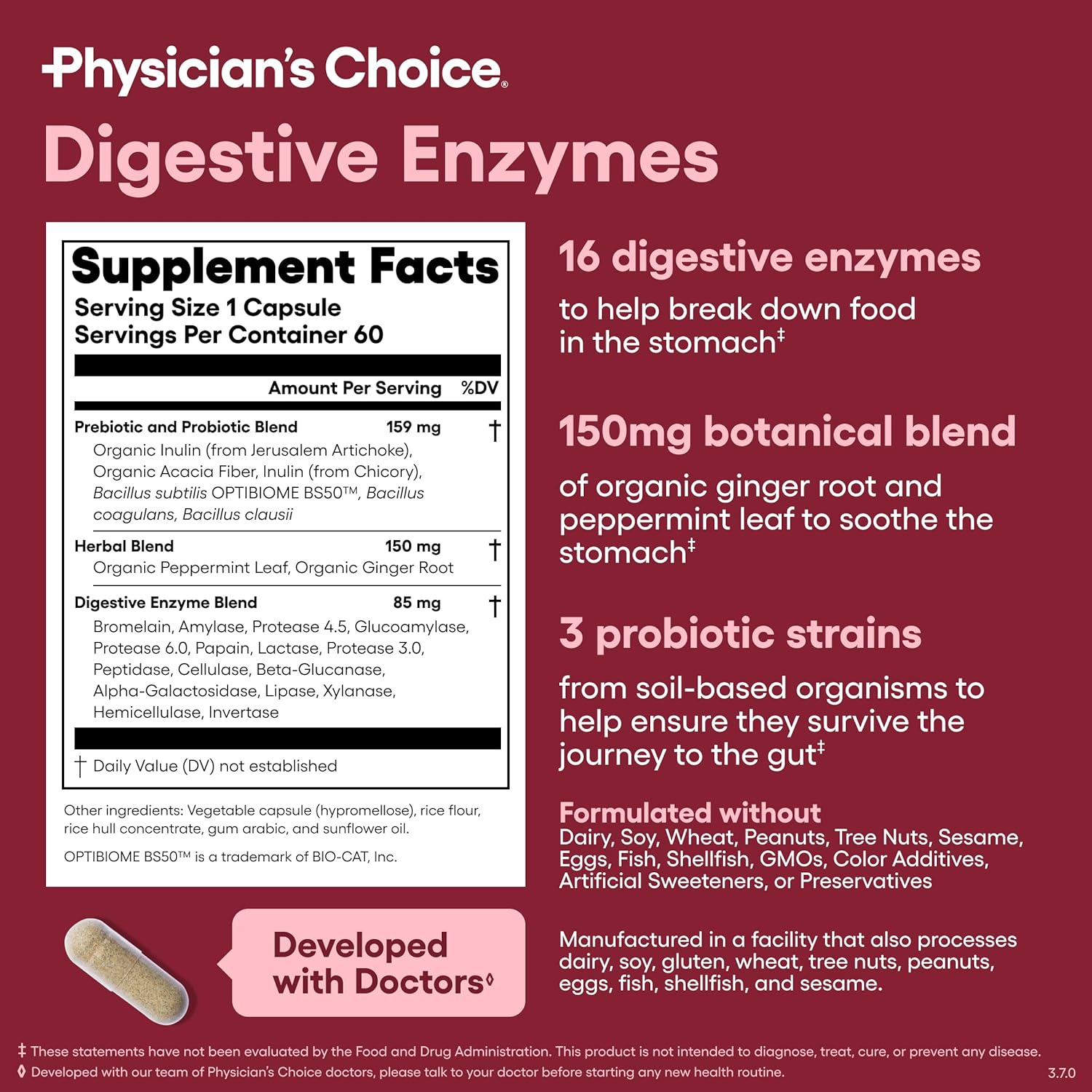 Digestive Enzymes - Multi Enzymes, Organic Prebiotics & Probiotics for Digestive Health & Gut Health - Meal Time Discomfort Relief & Bloating - Dual Action Approach - 60 CT