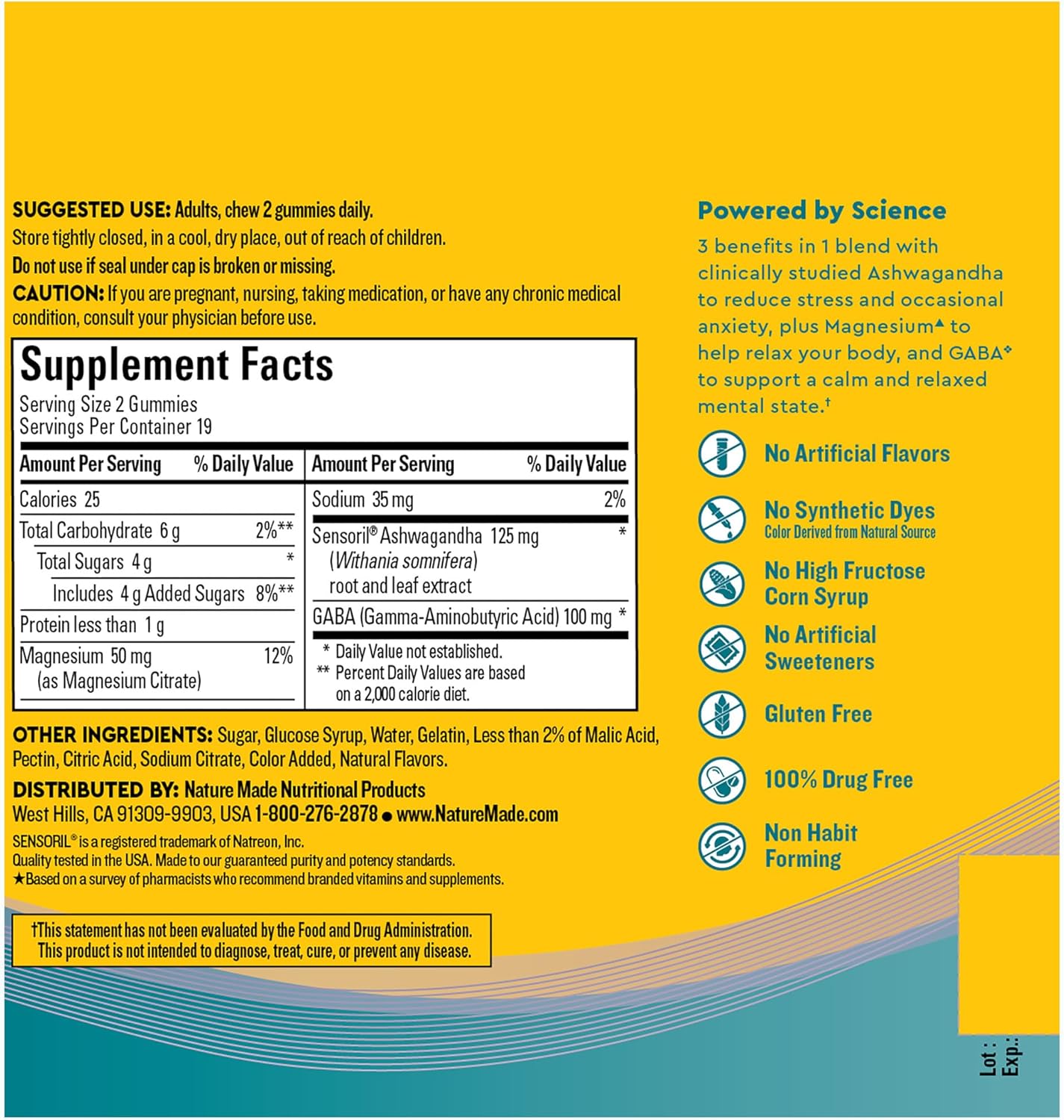 Wellblends Calm Mind & Body, Magnesium Citrate, Ashwagandha 125Mg & GABA 100Mg Blend for Stress Relief, 38 Gummy Vitamins