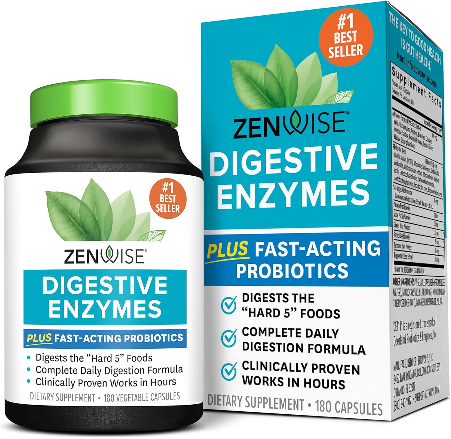 Zenwise  Digestive Enzymes and Bromelain for Gut Health - Probiotic Multi Enzymes with Prebiotics and Probiotics for Women and Men for Digestive Health and Bloating Relief for Digestion - 180 CT
