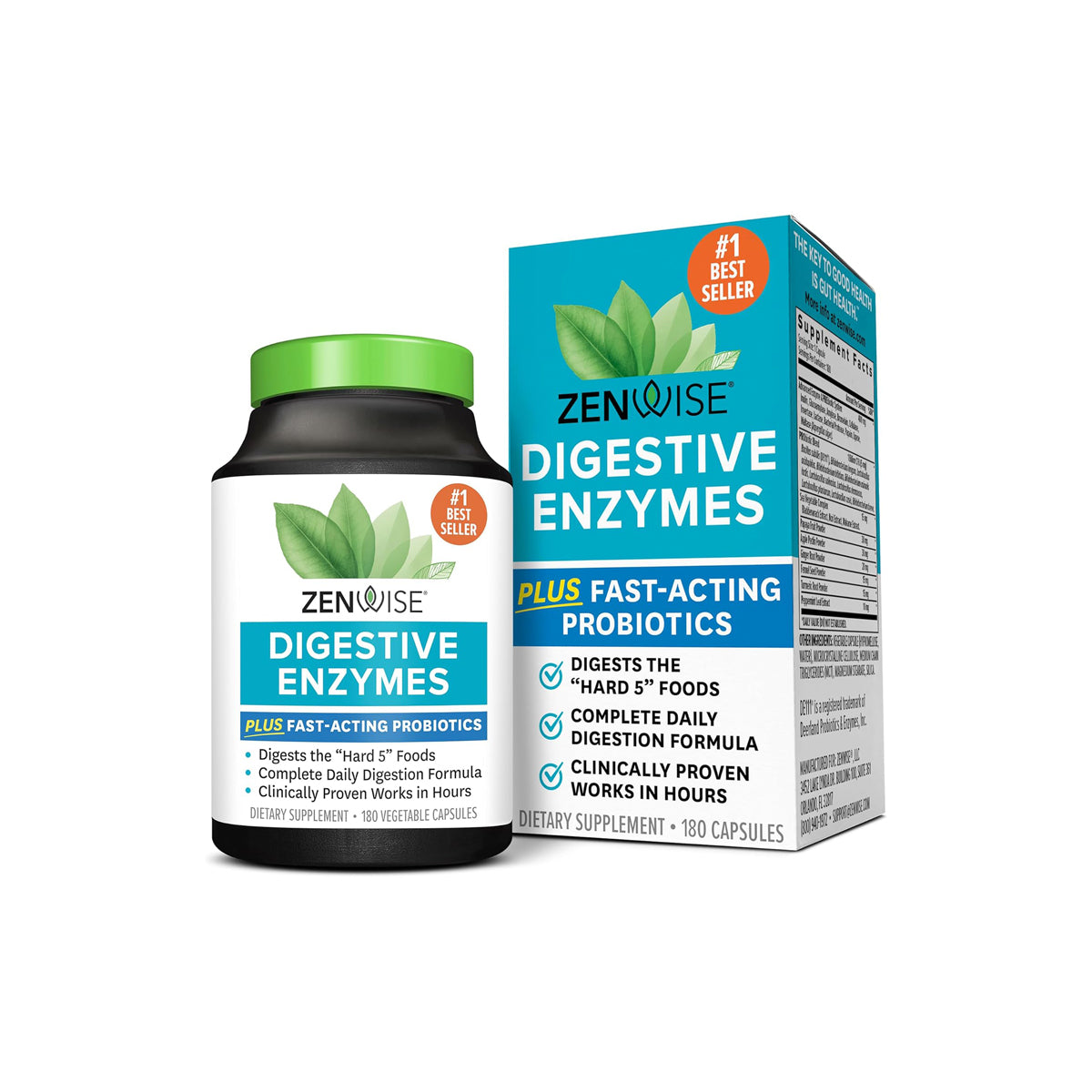 Zenwise  Digestive Enzymes and Bromelain for Gut Health - Probiotic Multi Enzymes with Prebiotics and Probiotics for Women and Men for Digestive Health and Bloating Relief for Digestion - 180 CT