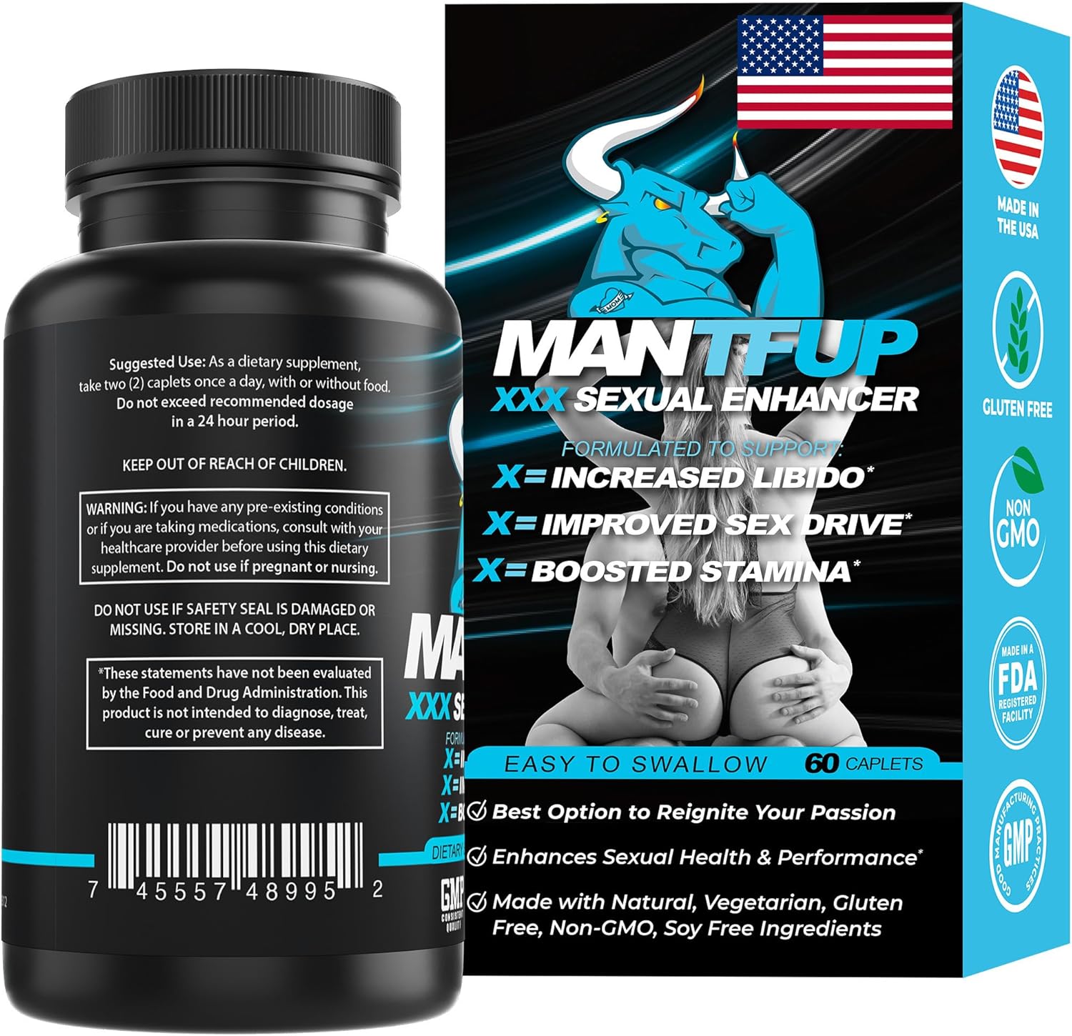 MANTFUP Daily Sexual Enhancer for Men | Boost Libido, Testosterone, Pleasure & Performance, Fast-Acting Enhancement | Potenciadores De Testosterona
