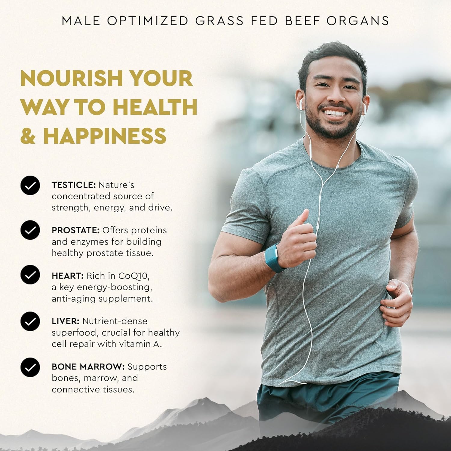 Ancestral  Mofo, Supplements for Men, Support for Energy Levels and Overall Men'S Health and Wellness, Non-Gmo Grass Fed Beef Organ Supplement with Liver, No Fillers, 180 Capsules