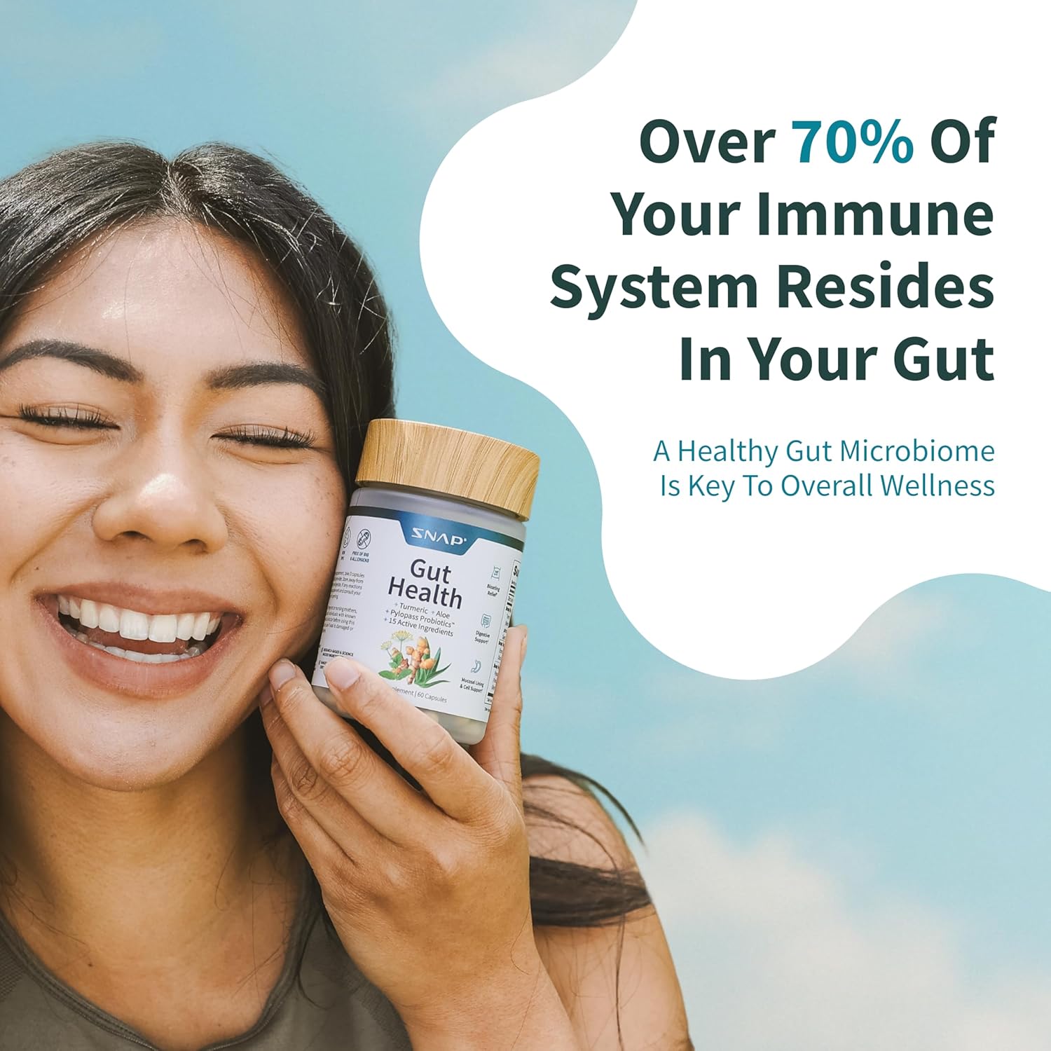 Snap Supplements  Gut Health and Spirulina Parent (50 Count (Pack of 1), Gut Health)
