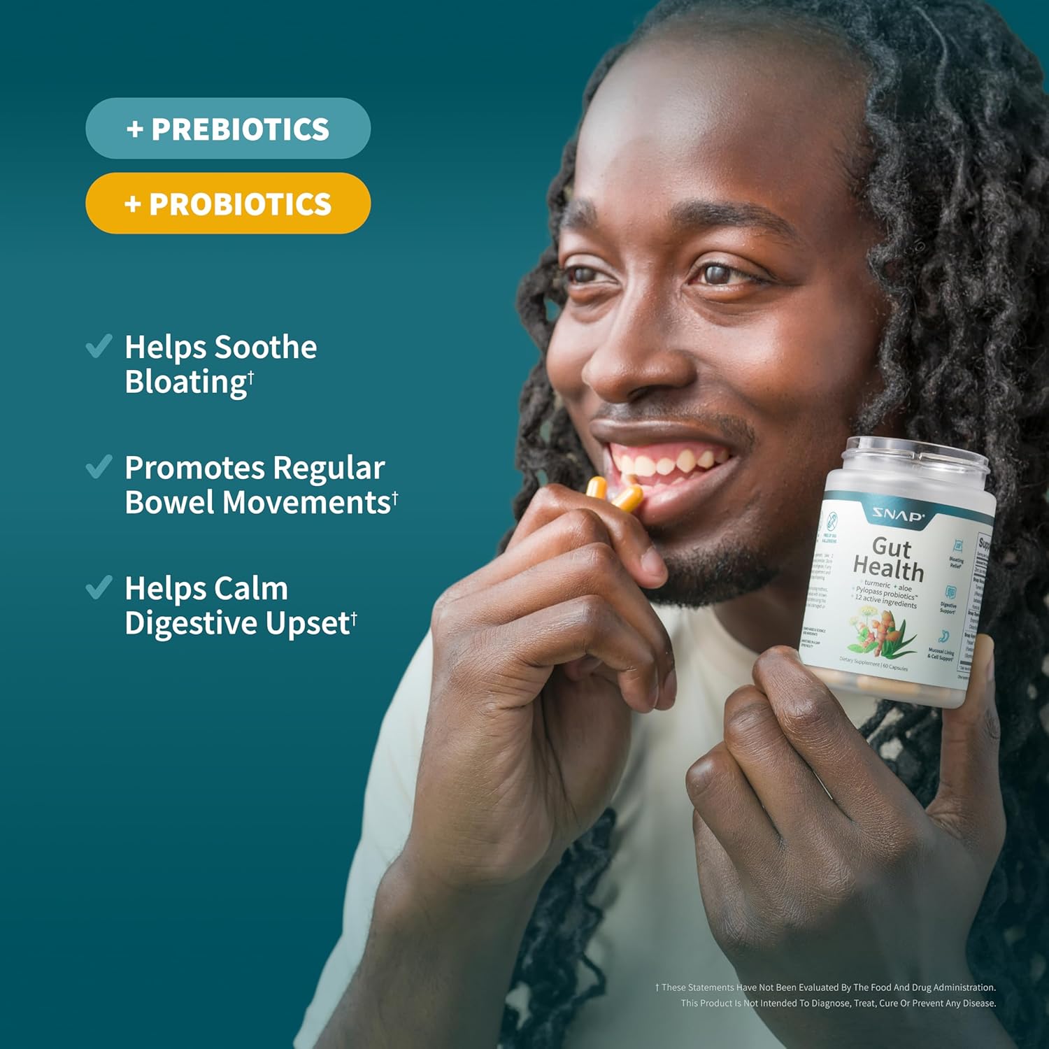 Snap Supplements  Gut Health and Spirulina Parent (50 Count (Pack of 1), Gut Health)