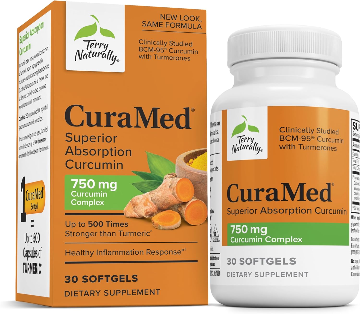 Curamed 750Mg - Antioxidant Supplement for Brain & Heart Health Support - Dietary Supplement with High-Potency Curcumin Complex - Kidney, Liver & Immune Health Support - 30 Softgels
