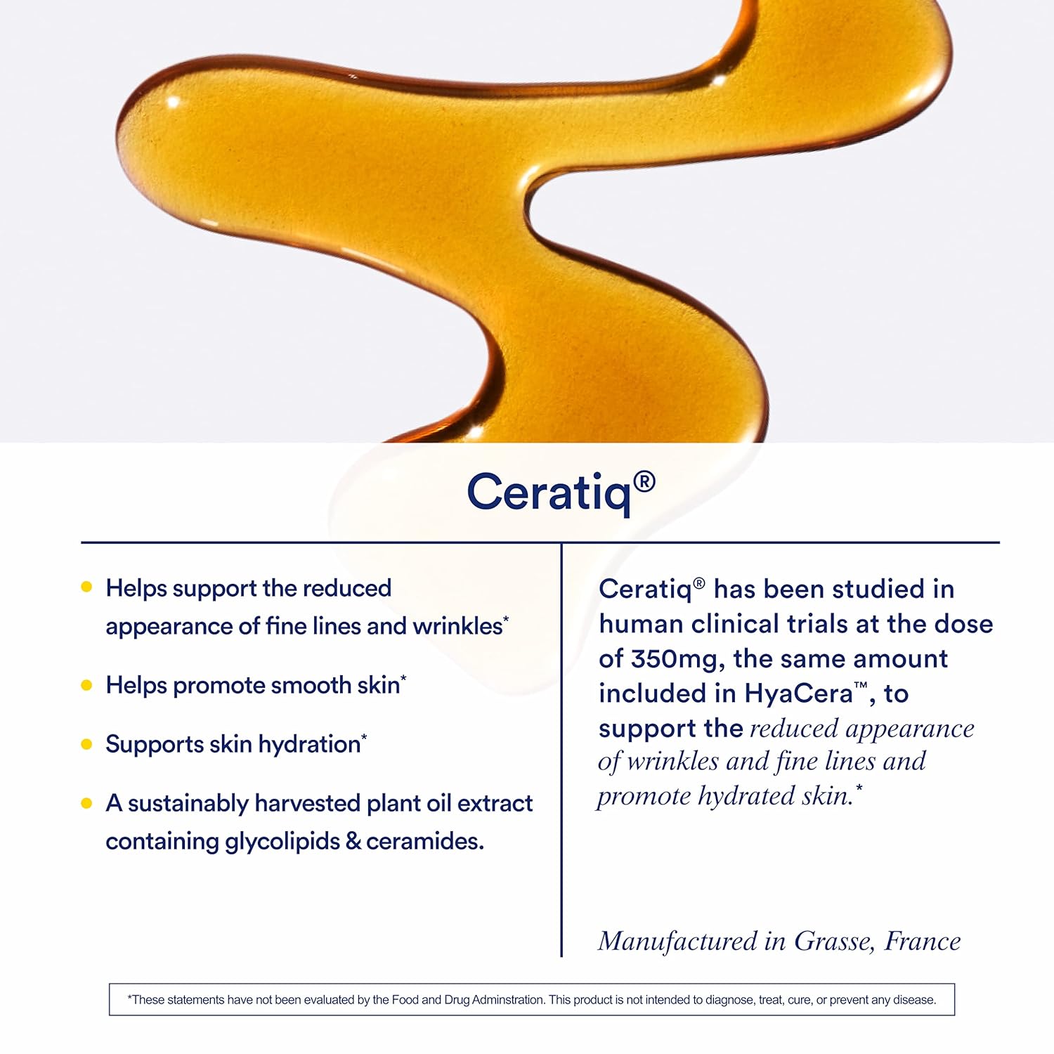 Ritual  Hyacera Skin Supplement for Wrinkle Support, with Hyabest® and Ceratiq® for Skin Hydration Support, Hyaluronic Acid, Glycolipids, Ceramides, Gluten Free, Non GMO, Vanilla Essence, 30 Day Supply