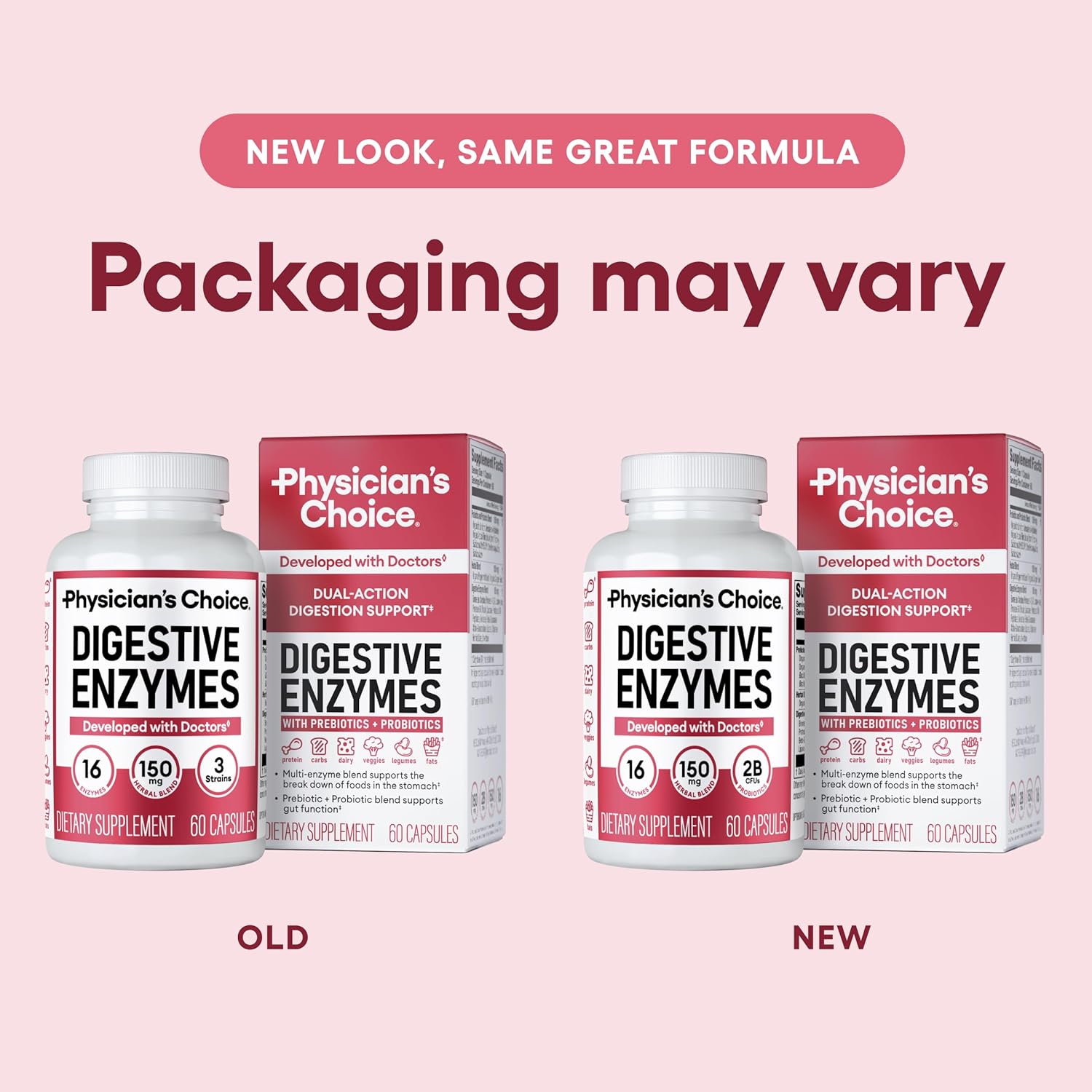 Digestive Enzymes - Multi Enzymes, Organic Prebiotics & Probiotics for Digestive Health & Gut Health - Meal Time Discomfort Relief & Bloating - Dual Action Approach - 60 CT