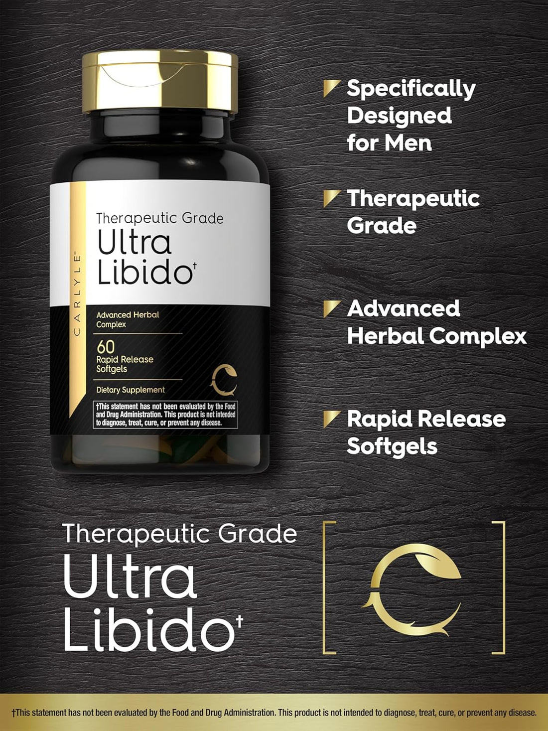 Carlyle  Ultra Libido Supplement for Men | 60 Softgel Capsules | Extreme Male Formula | Non-Gmo & Gluten Free